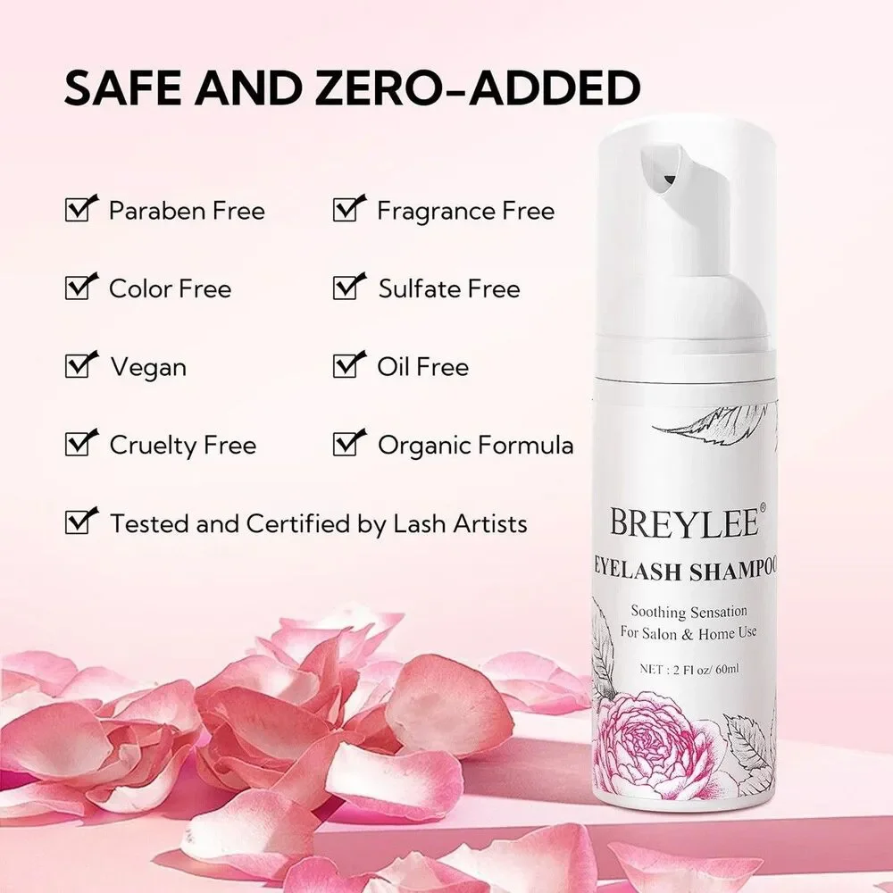 Shampoo for Lash Extensions, 60ml+Rinse Bottle+Brushes, Eyelash Extension Cle...
